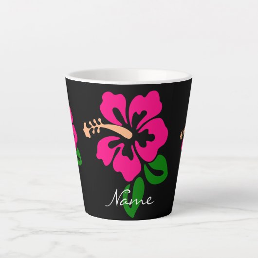 Tropisch roze hibiscus flower Thunder_Cove Latte Mok (Voorkant)