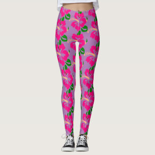 Tropisch roze hibiscus flower Thunder_Cove Leggings