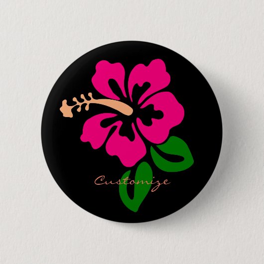 Tropisch roze hibiscus flower Thunder_Cove Ronde Button 5,7 Cm (Voorkant)