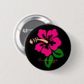 Tropisch roze hibiscus flower Thunder_Cove Ronde Button 5,7 Cm (Voorkant /achterkant)