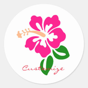 Tropisch roze hibiscus flower Thunder_Cove Ronde Sticker