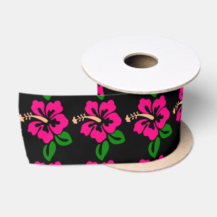 Tropisch roze hibiscus flower Thunder_Cove Satijnen Lint