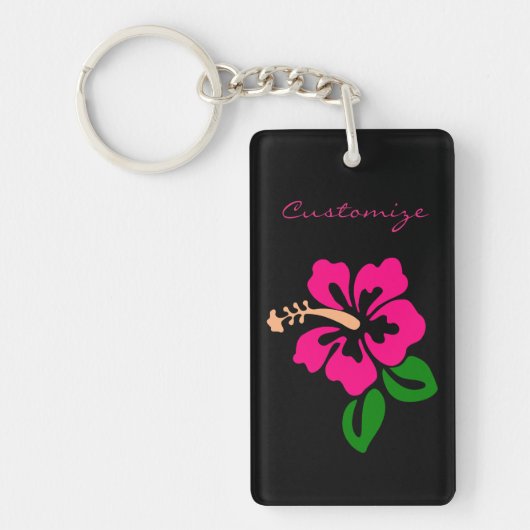 Tropisch roze hibiscus flower Thunder_Cove Sleutelhanger (Voorkant)