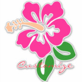 Tropisch roze hibiscus flower Thunder_Cove Sticker (Voorkant)