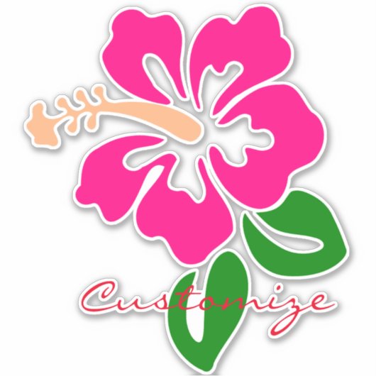 Tropisch roze hibiscus flower Thunder_Cove Sticker (Voorkant)