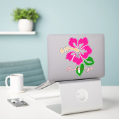 Tropisch roze hibiscus flower Thunder_Cove Sticker (Laptop op bureau)