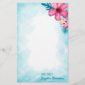 Tropisch roze Hibiscus gepersonaliseerd briefpapie (Voorkant)