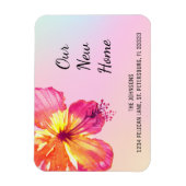 Tropisch roze hibiscus nieuwe aankondiging adres magneet (Verticaal)