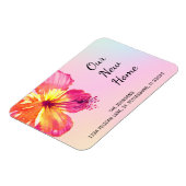 Tropisch roze hibiscus nieuwe aankondiging adres magneet (Linkerzijde)