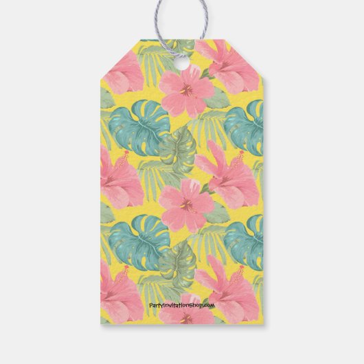 Tropisch Roze Hibiscus Verjaardagsfeest Dank u Cadeaulabel (Achterkant)