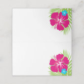 Tropisch Roze Hibiscus vouwlabel of Plaatskaartje (Buitenkant ongevouwen)