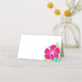 Tropisch Roze Hibiscus vouwlabel of Plaatskaartje (Voorkant)