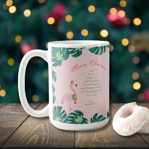 Tropisch Roze Kerst Flamingo Kerstmannenhoed Versi Koffiemok