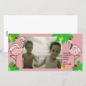 Tropisch Roze Kerst/ Foto Wenskaart Feestdagenkaart (Voorkant / Achterkant)