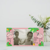 Tropisch Roze Kerst/ Foto Wenskaart Feestdagenkaart (Staand voorkant)