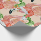 Tropisch roze kerstkerstfeest — Santa Hat Cadeaupapier (Hoek)