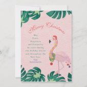 Tropisch roze kerstmis met Santa Hat Baubles Feestdagenkaart (Voorkant)