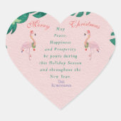 Tropisch roze kerstmis met Santa Hat Baubles Hart Sticker (Voorkant)