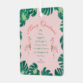 Tropisch roze kerstmis met Santa Hat Baubles Metalen Ornament (Voorkant links)