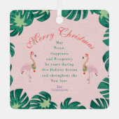 Tropisch roze kerstmis met Santa Hat Baubles Metalen Ornament (Voorkant)