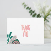 Tropisch roze lederen Baby shower Hartelijk dank Bedankkaart (Staand voorkant)