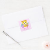 Tropisch roze luipaard Baby shower Dank je wel Vierkante Sticker (Envelop)