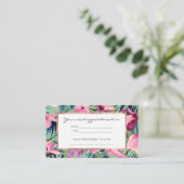 Tropisch roze marineblauw aqua goud modern bloemen afsprakenkaartje (Staand voorkant)