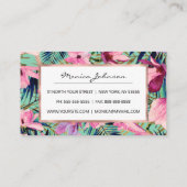 Tropisch roze marineblauw aqua goud modern bloemen afsprakenkaartje (Achterkant)