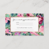 Tropisch roze marineblauw aqua goud modern bloemen afsprakenkaartje (Voorkant)