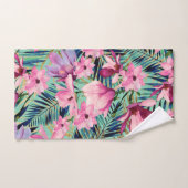 Tropisch roze marineblauw aqua goud moderne floral handdoek (Handdoek)
