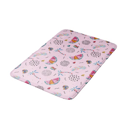 Tropisch roze Memphis Style Pattern Badmat (Gekanteld)