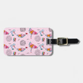 Tropisch roze Memphis Style Pattern Bagagelabel (Voorkant horizontaal)