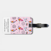 Tropisch roze Memphis Style Pattern Bagagelabel (Achterkant horizontaal)