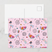 Tropisch roze Memphis Style Pattern Briefkaart (Voorkant / Achterkant)