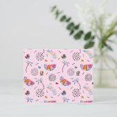 Tropisch roze Memphis Style Pattern Briefkaart (Staand voorkant)