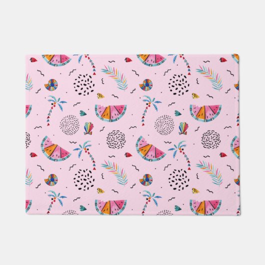 Tropisch roze Memphis Style Pattern Deurmat (Voorkant)