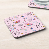 Tropisch roze Memphis Style Pattern Drankjes Onderzetter (Linkerzijde)