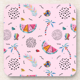 Tropisch roze Memphis Style Pattern Drankjes Onderzetter