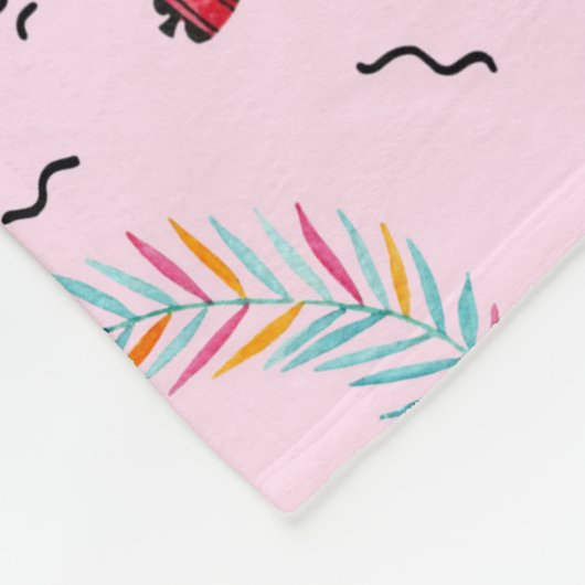 Tropisch roze Memphis Style Pattern Fleece Deken (Hoek)