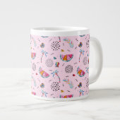 Tropisch roze Memphis Style Pattern Grote Koffiekop (Voorkant rechts)