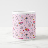 Tropisch roze Memphis Style Pattern Grote Koffiekop (Voorkant)