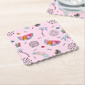 Tropisch roze Memphis Style Pattern Kartonnen Onderzetters (Gebogen)