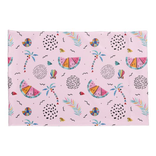 Tropisch roze Memphis Style Pattern Kussensloop (Achterkant-Rechts)