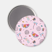 Tropisch roze Memphis Style Pattern Magneet (Voorkant / Achterkant)