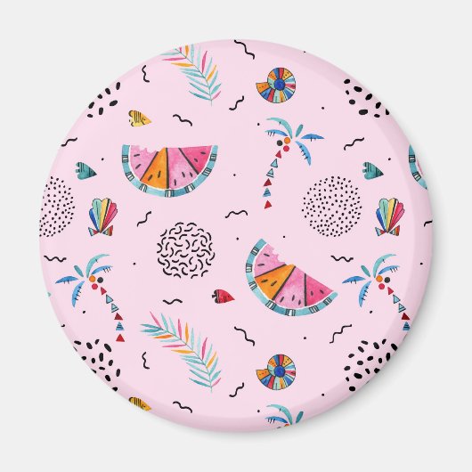 Tropisch roze Memphis Style Pattern Magneet (Voorkant)