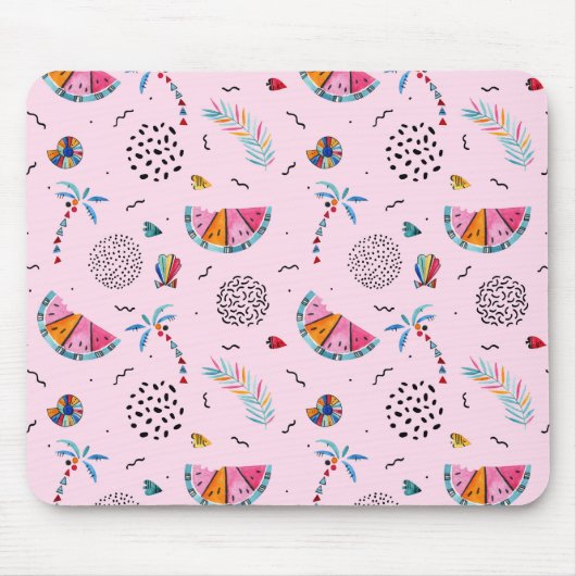 Tropisch roze Memphis Style Pattern Muismat (Voorkant)
