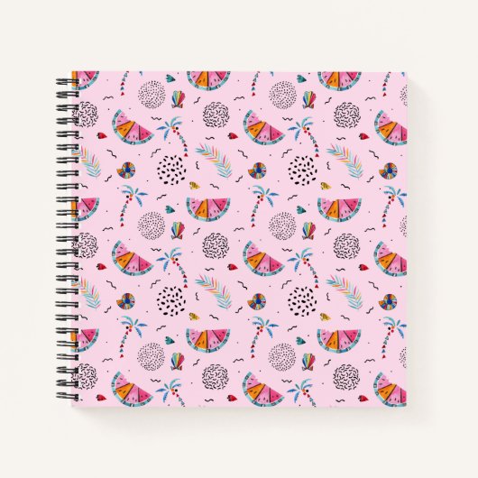 Tropisch roze Memphis Style Pattern Notitieboek (Voorkant)
