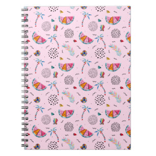Tropisch roze Memphis Style Pattern Notitieboek
