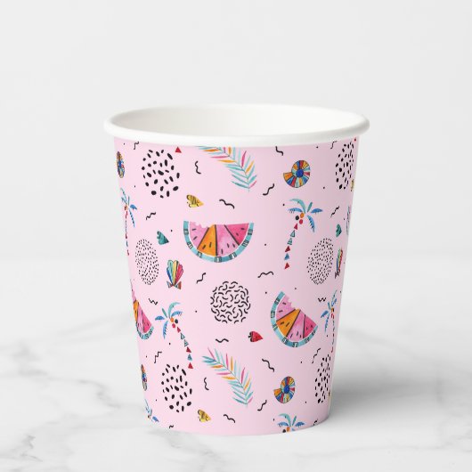 Tropisch roze Memphis Style Pattern Papieren Bekers (Achterkant)