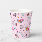 Tropisch roze Memphis Style Pattern Papieren Bekers (Achterkant)